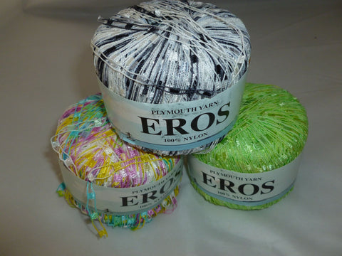 Eros, Eros Glitz, Eros II by Plymouth Yarn, Ribbon Yarn, Railroad Ribbon