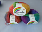 This is for one skein of Rainbow Line by Smile. A self-striping Finger weight soft yarn. Perfect for many knit and crochet projects including hats, scarves, accessories and more! This is for 1 skein of one of the colors