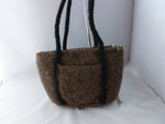 Felted Purse, Green or Grey Handknit Felted Bucket Purse - Felted for Ewe