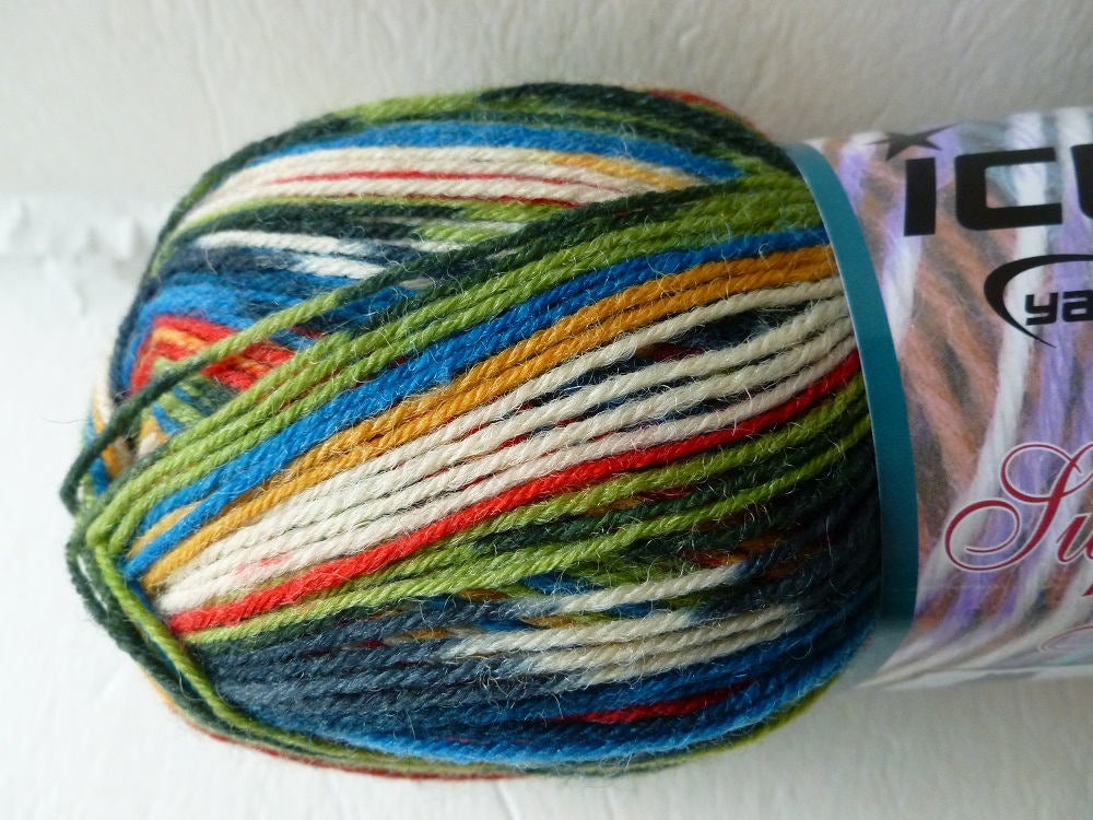 New Colors of Super Sock by Ice Yarns, Washable Wool, Self striping yarn