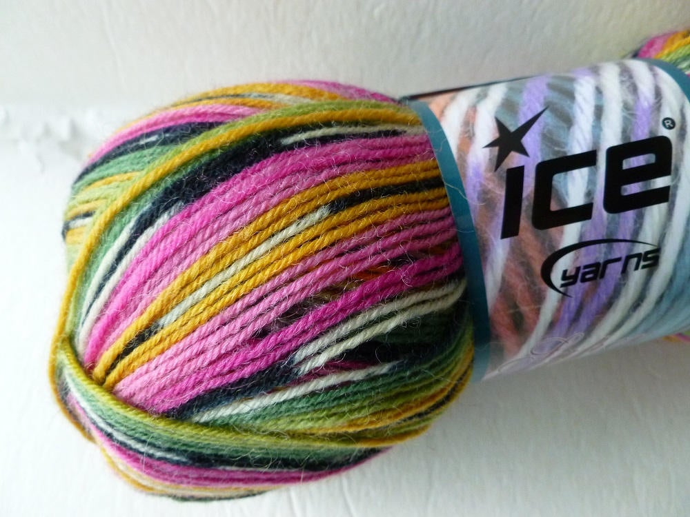 New Colors of Super Sock by Ice Yarns, Washable Wool, Self striping yarn