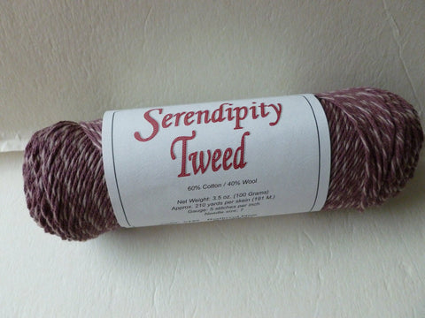 Heathered Plum Serendipity Tweed Yarn by Brown Sheep Company, Cotton Wool Blend - Felted for Ewe