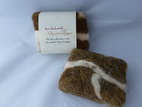 Felted Soap, Handmade Felted Soap - Sandalwood Vanilla - Felted for Ewe