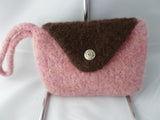 Hand knit Felted Mini Wristlet, Felted Purse - Felted for Ewe