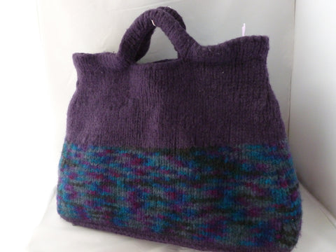 Ex Large Hand Knit Felted Purple Tote, Felted Purse - Felted for Ewe