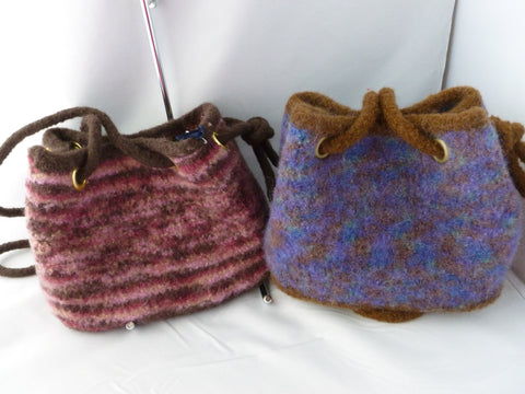 Hand Knit Draw String Felted Purse, Felted Bag, Multiple Colors - Felted for Ewe