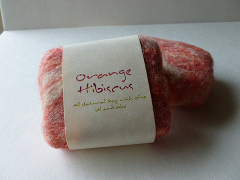 Felted Soap, Handmade Felted Soap - Orange Hibiscus - Felted for Ewe