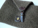 Felted Purse, Brown Hand knit Felted Clutch with Leather Buckle Snap - Felted for Ewe