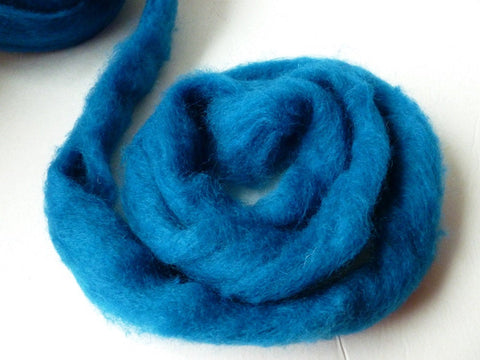 Cerulean Blue Romney and Merino Blend Wool Roving - Felted for Ewe