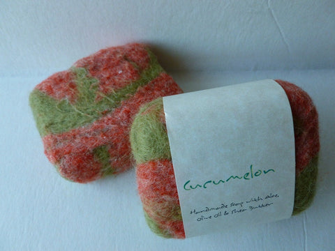 Felted Soap, Felted Handmade Soap - Cucumelon - Felted for Ewe