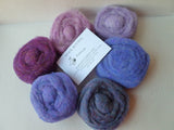 Wool Roving, Purples Sampler by Bartlett yarns - Felted for Ewe