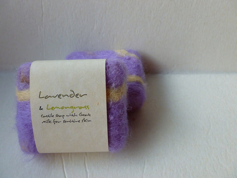 Felted Soap, Handmade Felted Soap - Lavender and Lemongrass - Felted for Ewe