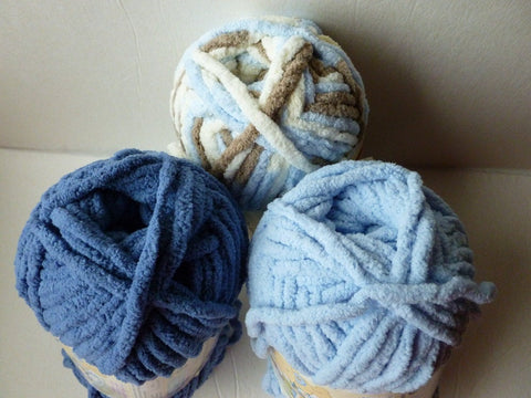 Baby Blue, Baby Denim and Little Cosmos Baby Blanket by Bernat